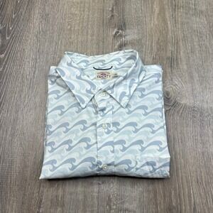 Faherty Movement Short Sleeve Shirt Ivory Endless Peaks Mens Size L Large